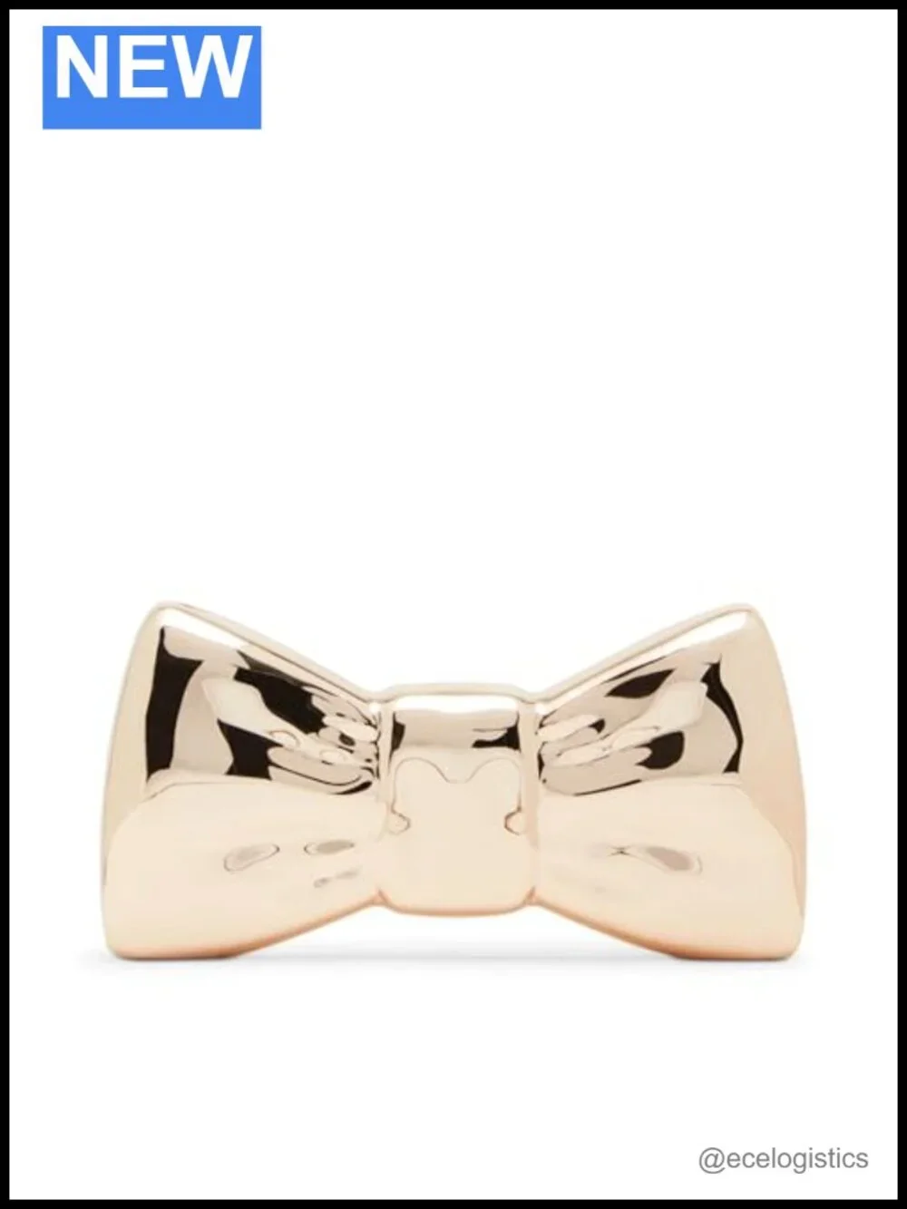 Metal Bow Clutch with Removable Chain Strap Magnetic Closure